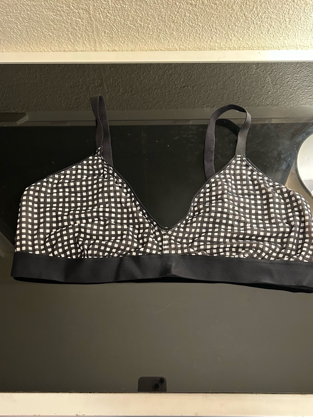 Parade size 3 black and white checkerboard ginghambra bralette plus size